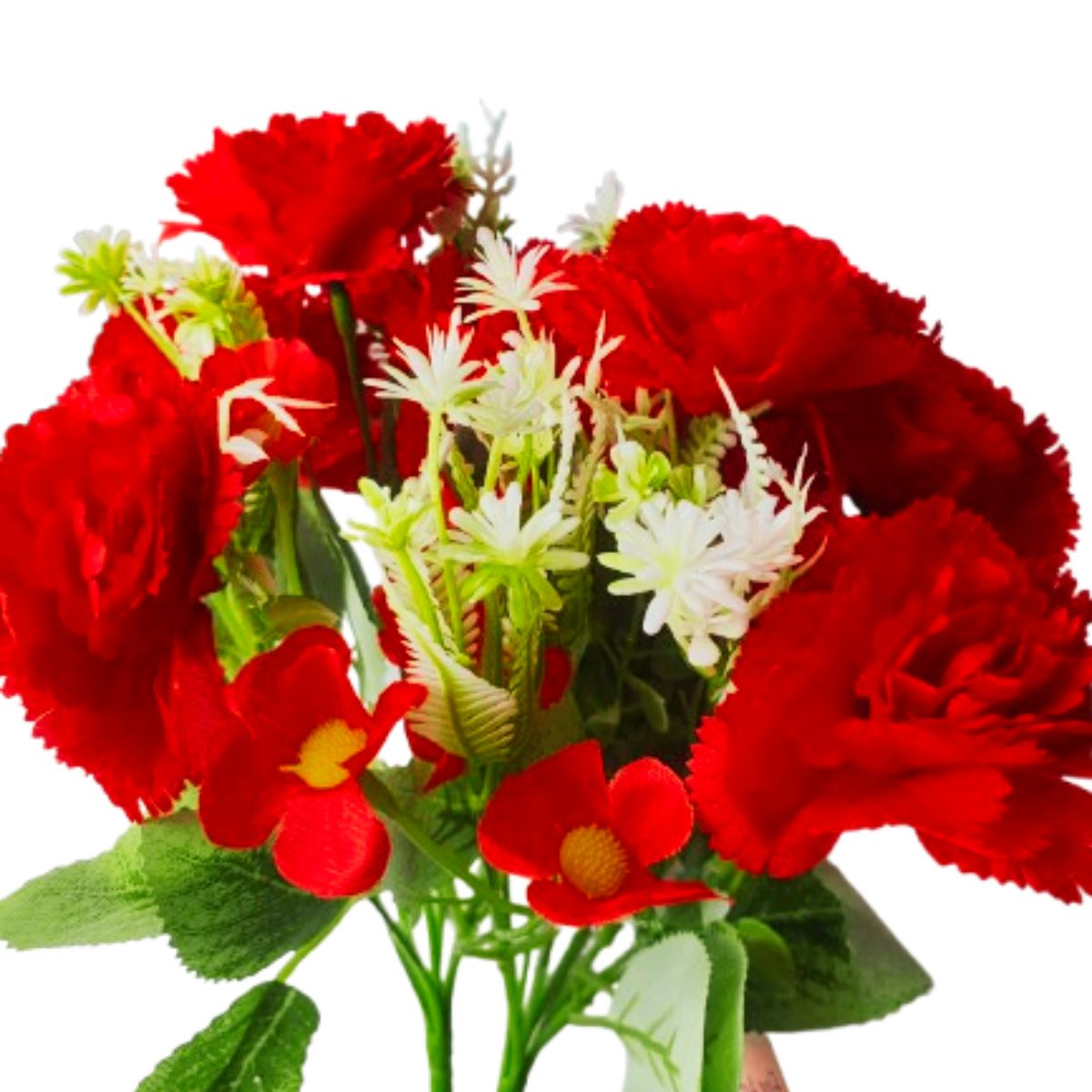 Buquê De Cravos Com 8 Flores Artificiais E Plantas - Vermelho Buquê De Cravos Com 8 Flores Artificiais E Plantas - Vermelho